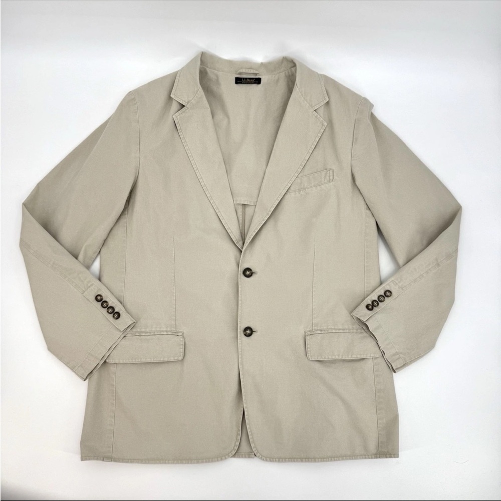 L L Bean Cotton Khaki Classic Preppy Timeless Tan Blazer 42 Reg